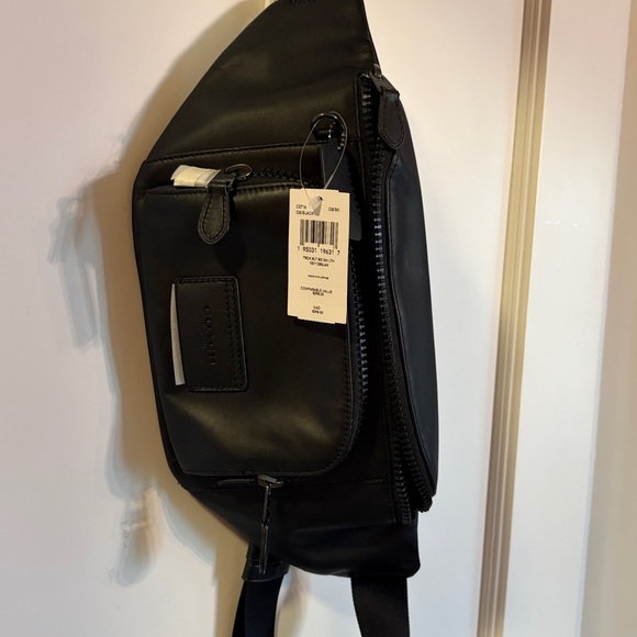 Coach Racer Track Belt Bag in Black Leather NWT - Picture 1 of 7